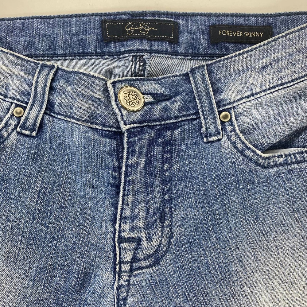 Jessica Simpson Forever Jeans Low Rise Skinny Denim Blue Womens sz 26 Light Wash - Picture 4 of 10